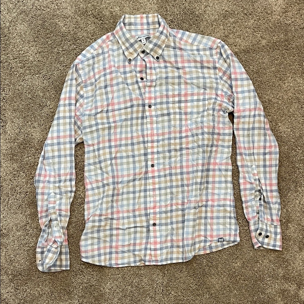 Peter Millar Blue, Red, and Cream Check Shirt